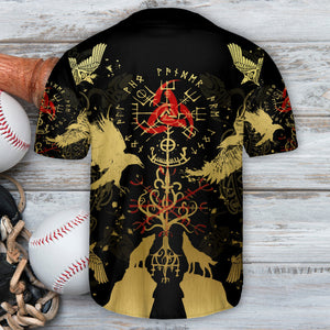 Viking Warrior Stronger Pattern Baseball Jersey