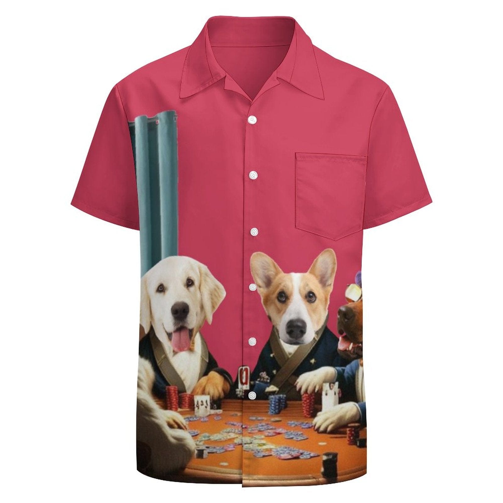 Personalized Dog Face Rose Red Shirt Men Hawaiian Shirt