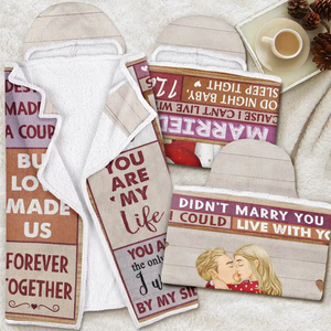 Kissing Couple Love Made Us Forever Together - Personalized Wearable Hooded Blanket - Gift For Couple, Husband Wife, Anniversary, Engagement, Wedding, Marriage Gift - GR7 NA94