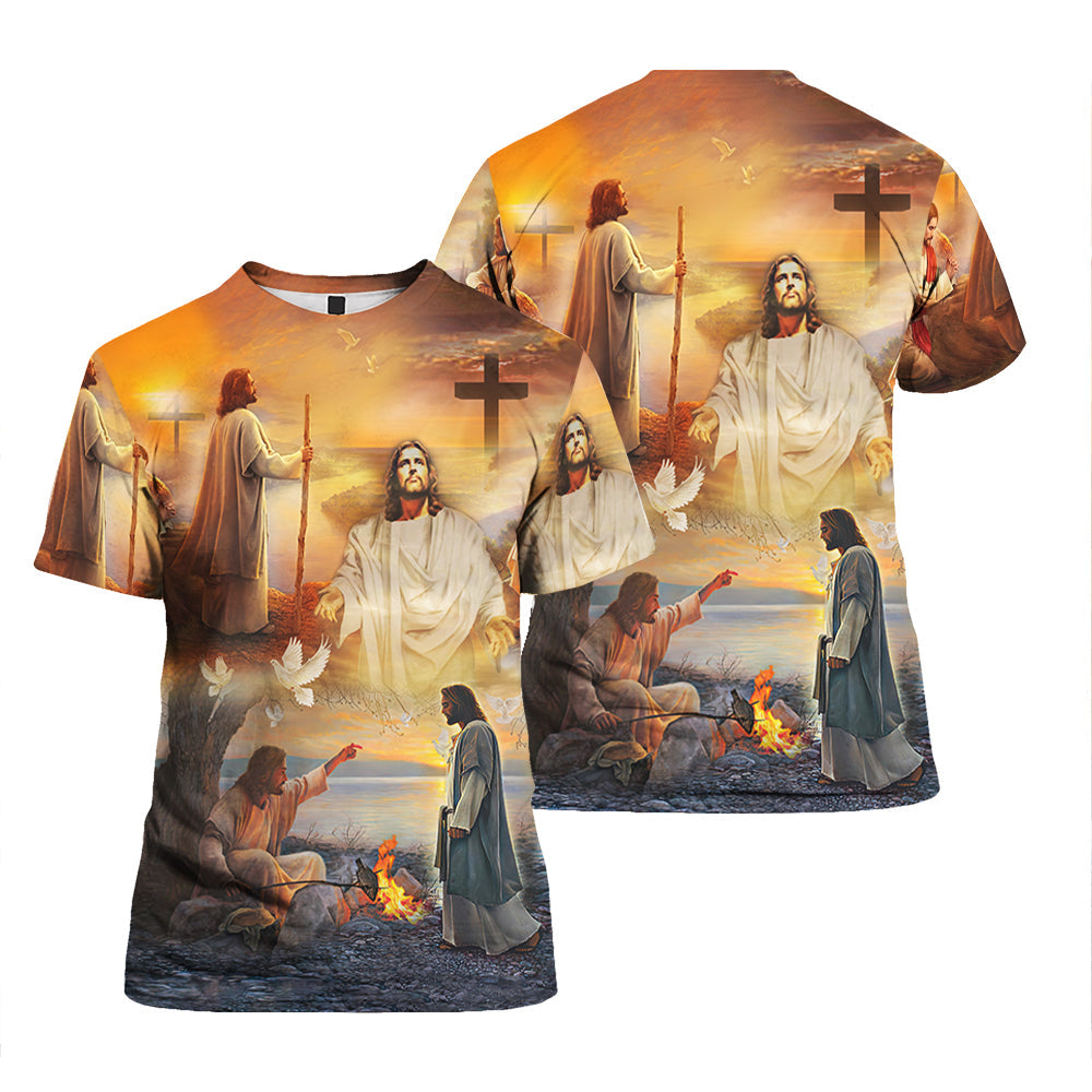 Jesus And Sunset Dove T-shirts For Men & Women