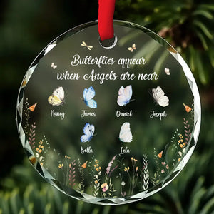 Butterflies Appear When Angels Are Near - Personalized Glass Ornament - Memorial Gift For Family Members, Friends NA94