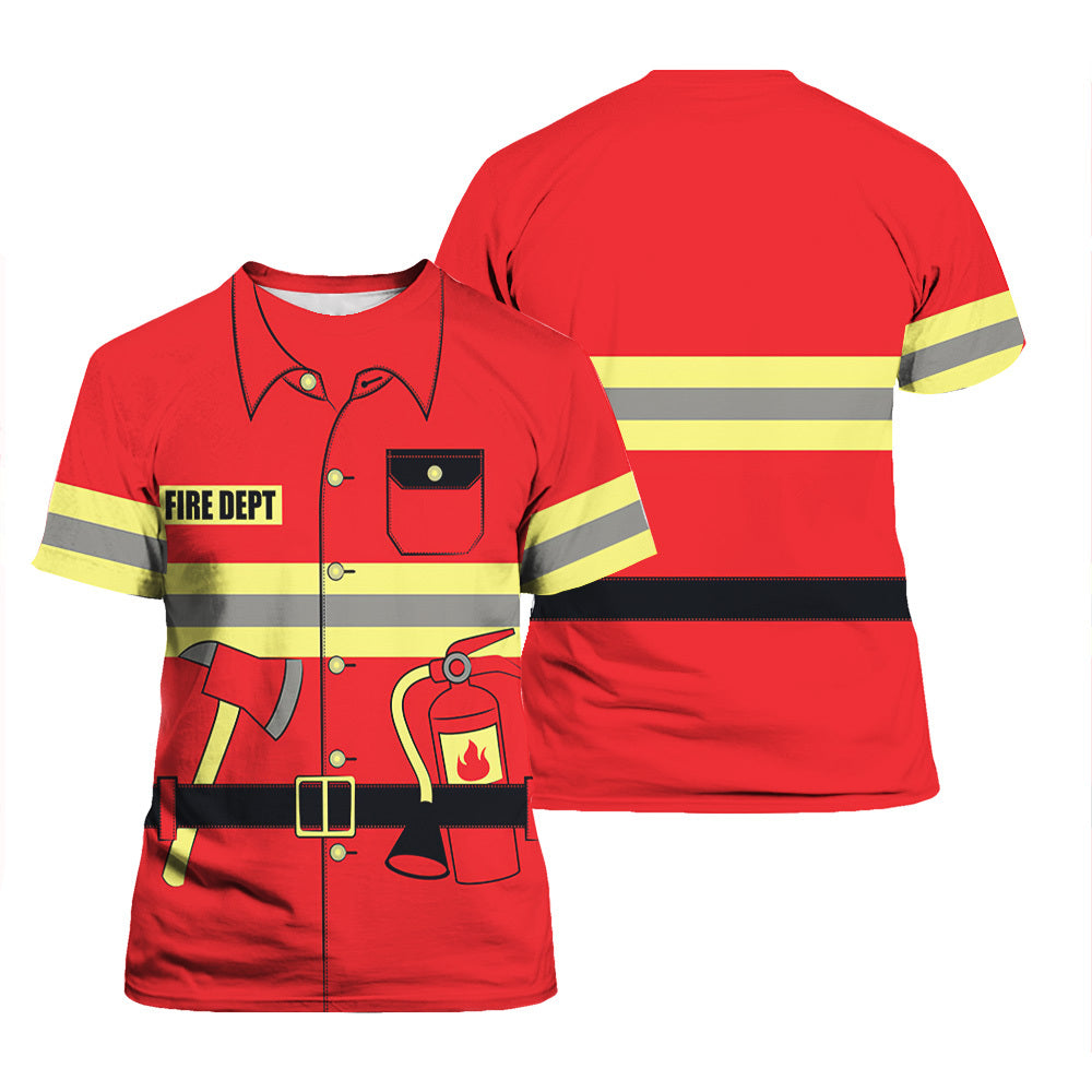 Firefighter Costume Uniform All Over Print T-Shirts For Men & Women