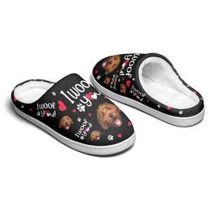 Custom Photo I Woof You - Personalized Slippers - Gift For Dog Lovers NA94