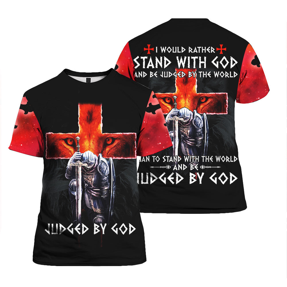 I Would Rather Stand With God Jesus Red T-shirts For Men & Women