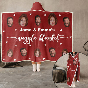 Custom Photo Our Snuggle Blanket - Personalized Wearable Hooded Blanket - Gift For Couples, Lovers - NA94