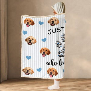 Custom Photo Just A Girl Who Loves Dogs - Personalized Wearable Hooded Blanket Regular - Gift For Pet Lovers - NA94