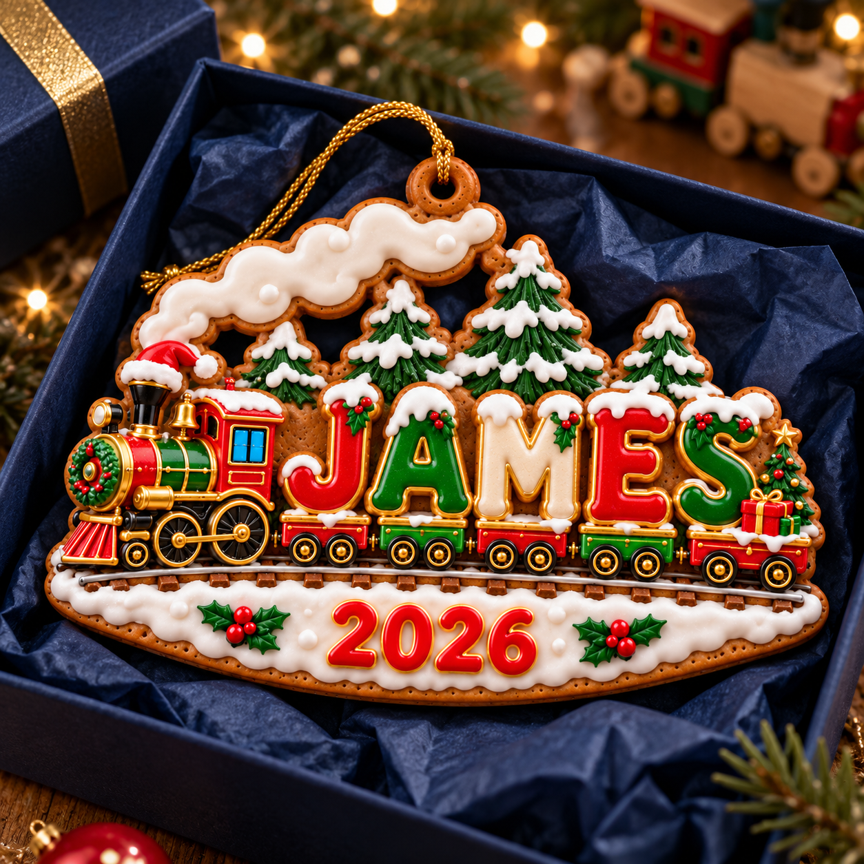 4bdcf8d3 9029 4eb4 a6da fe493ae6f88d James gingerbread train ornament in gift box 2