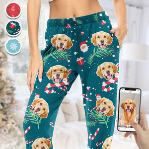 Custom Photo Happy Pawlidays - Christmas Gift For Pet Lovers - Personalized Pajama Pants NA94