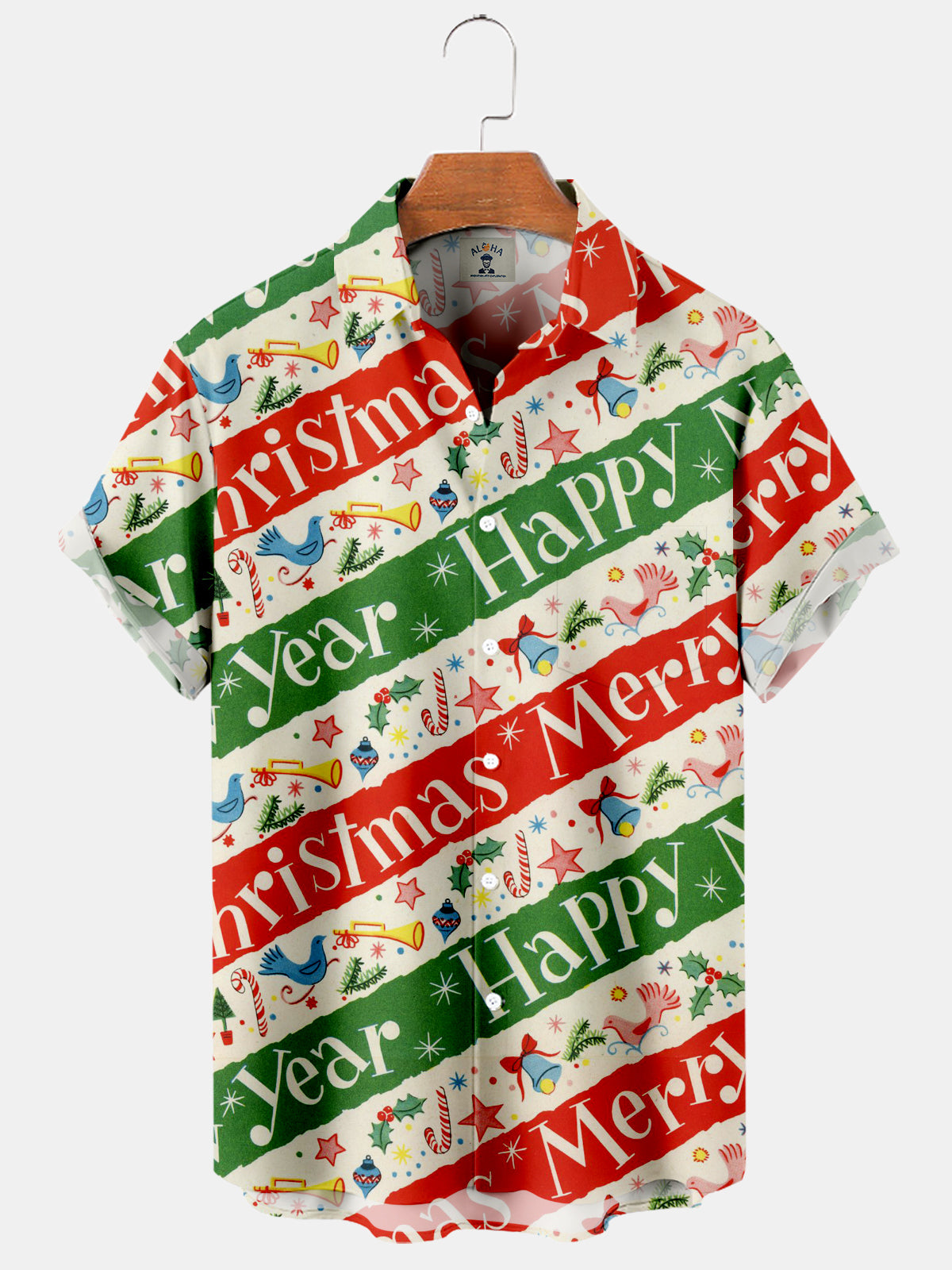 Merry Christmas And Happy New Year Contrast Colors - Hawaiian Shirt