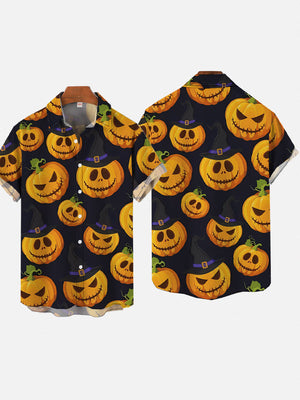 Halloween Cartoon Pumpkin Head Grinning Hawaiian Shirt