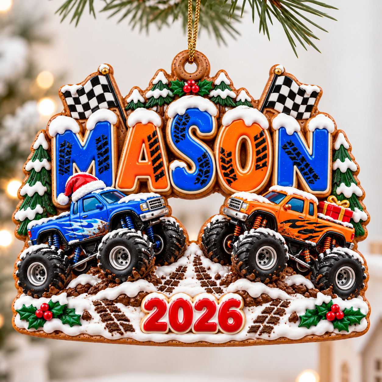 53bcd47a 05ec 4994 bb22 2b8f23f8488d Mason Monster Truck Gingerbread Ornament