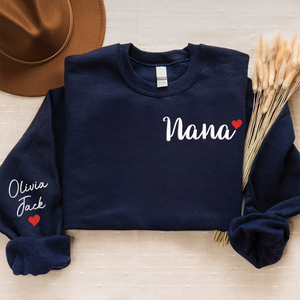 Custom Text Nana Trend - Embroidered Hoodie, Sweatshirt, Tshirt - Gift for Grandma, Family