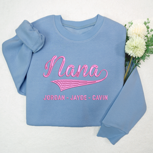 Personalized Grandma Nana With Grandkids - Embroidered Sweatshirt, Hoodie, Tshirt - Best Gift for Grandma