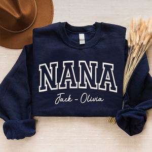 Custom Nana With Grandkids - Embroidered Hoodie, Sweatshirt, Tshirt - Gift for Grandma