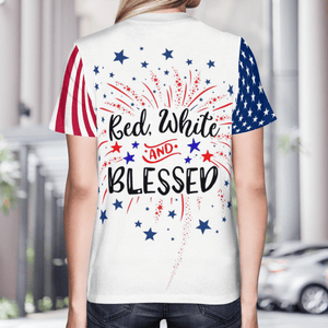 Veterans Red White & Blessed Flag 3D T-shirt