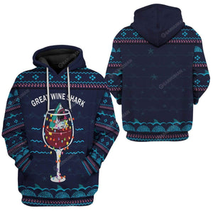 Christmas Great Wine Shark Hoodie For Men & Women