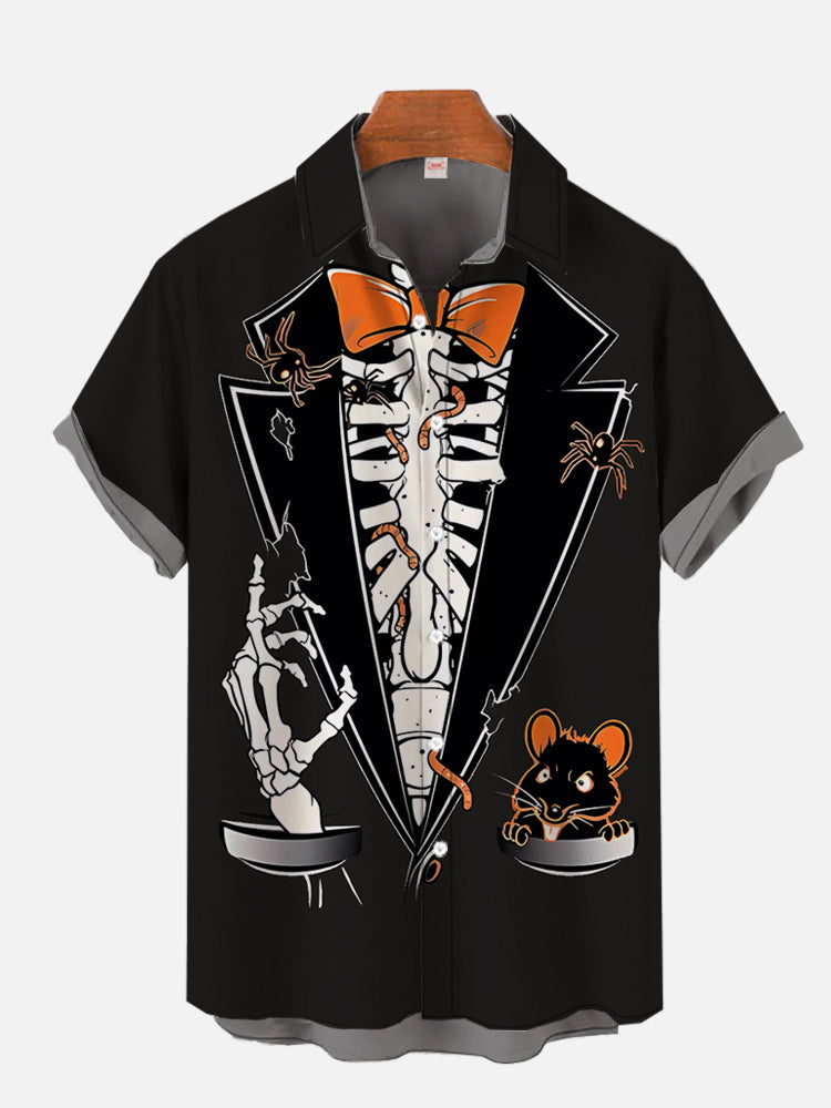 Funny Tuxedo Skeleton Gentleman Costume Halloween Hawaiian Shirt