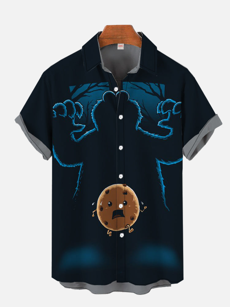 Scary Halloween Furry Monster And Escaped Cookies Hawaiian Shirt