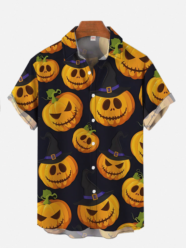 Halloween Cartoon Pumpkin Head Grinning Hawaiian Shirt