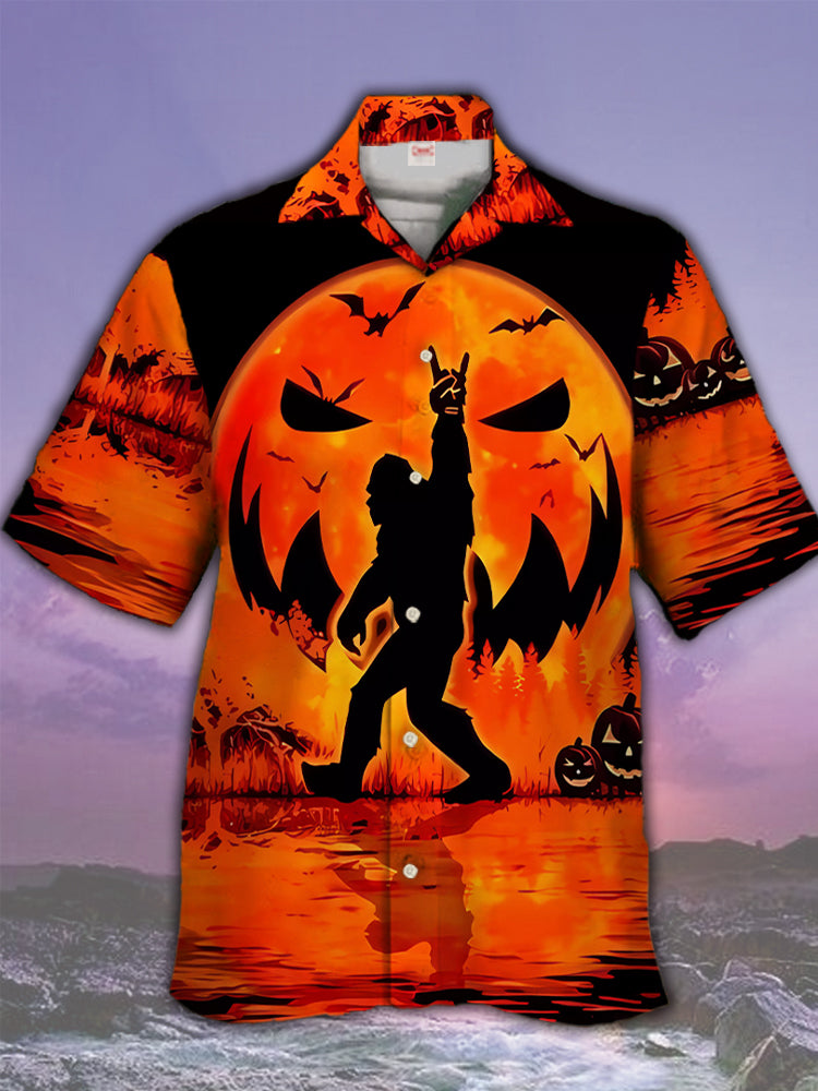 Halloween Demonic Pumpkin And Great Ape Hawaiian Shirt