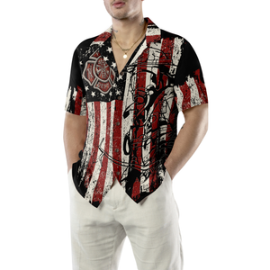 Black American Flag Fire Dept Firefighter Hawaiian Shirt