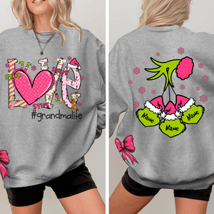 Custom Nickname Grandma Love Grandma Life And Kids Names Christmas 2024 - Pink Designer Personalized Sweatshirt With Side Bow - NH96