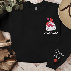 Love Letter Valentine Mimi And Kids - Embroidered Hoodie, Sweatshirt, Tshirt - Gift for Family