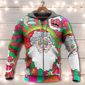 Christmas Santa Claus Psychedelic Colorful Hippie - Hoodie