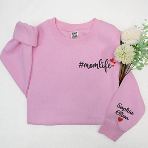 Custom Mom And Kids Momlife - Embroidered Sweatshirt, Hoodie, Tshirt - Best Gift for Mom