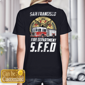 Personalized Veteran San Francisco Fire Department Fire Engine T-Shirt