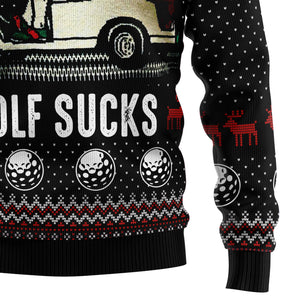 Golf Sucks Ugly Christmas Sweater - Gift for Dad, Grandpa, Husband