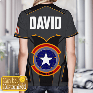 Personalized Veterans Texas Air National Guard, Communications Squadron T-Shirt 3D