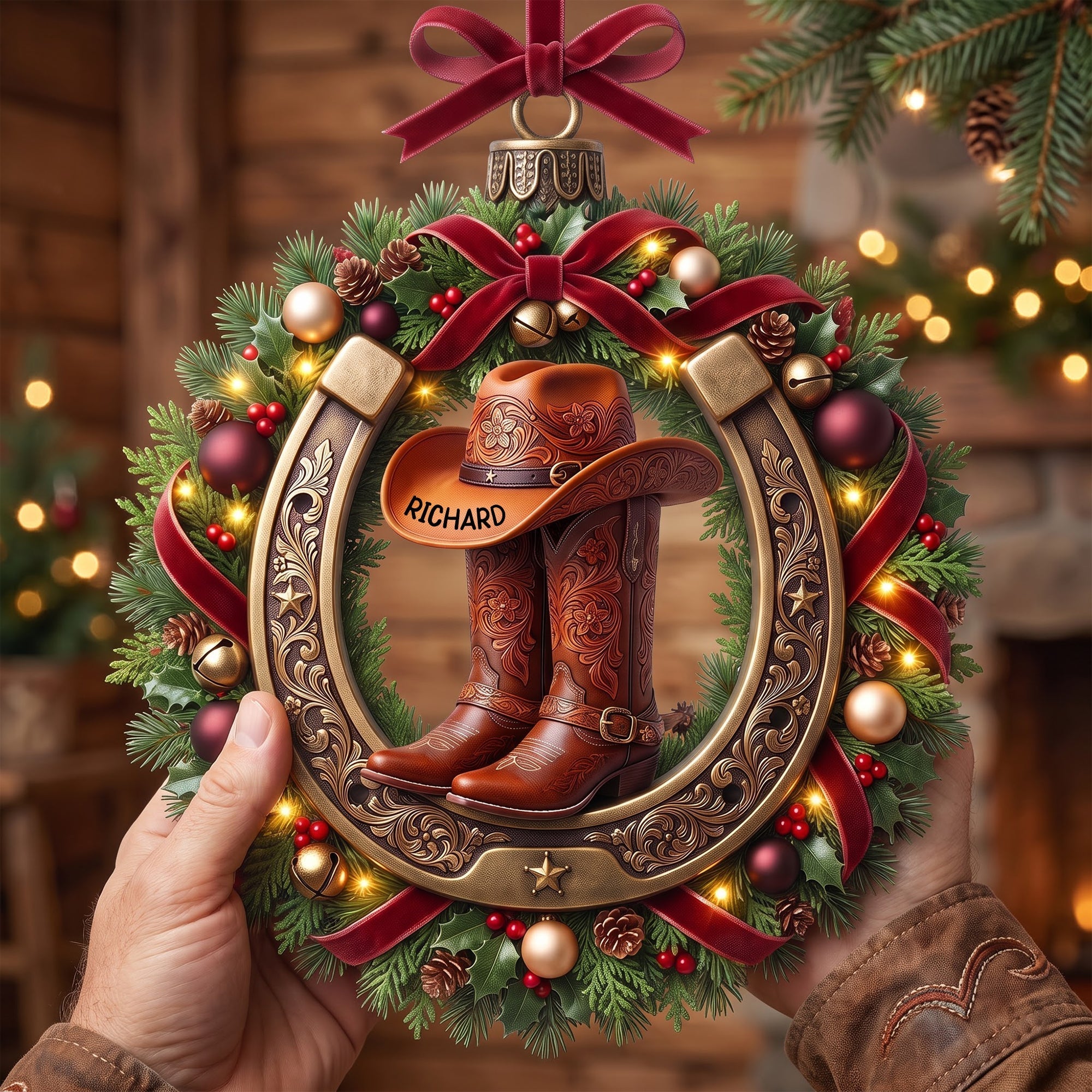 LA02.  Cowgirl & Cowboy Boots Western Christmas Gift For Her - Personalized Acrylic Ornament