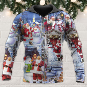 Santa And Snowman Happy Holiday Christmas - Hoodie