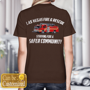 Personalized Veteran Las Vegas Fire & Rescue Fire Engine T-shirt