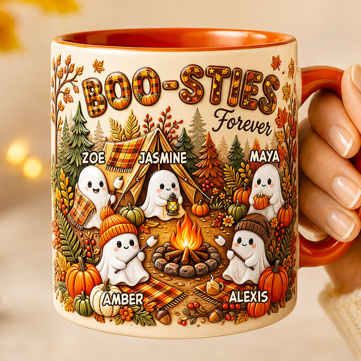 Boo Sties Forever Fall Camping Gift For Besties - Personalized Accent Mug HN02