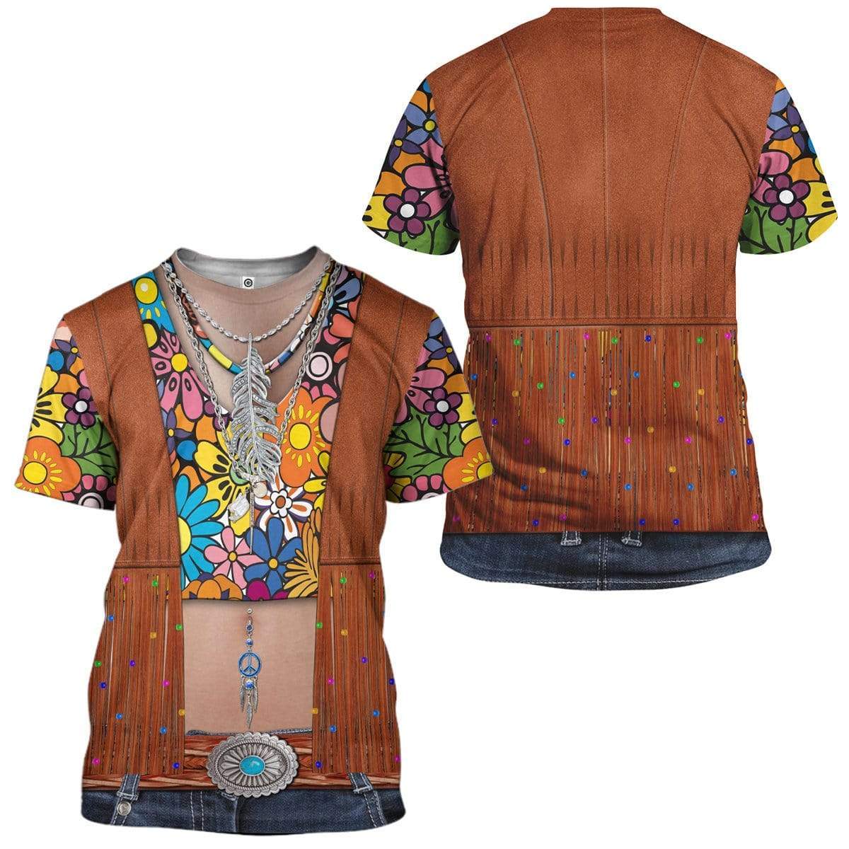 Hippie Brown T-Shirt 3D For Men & Women