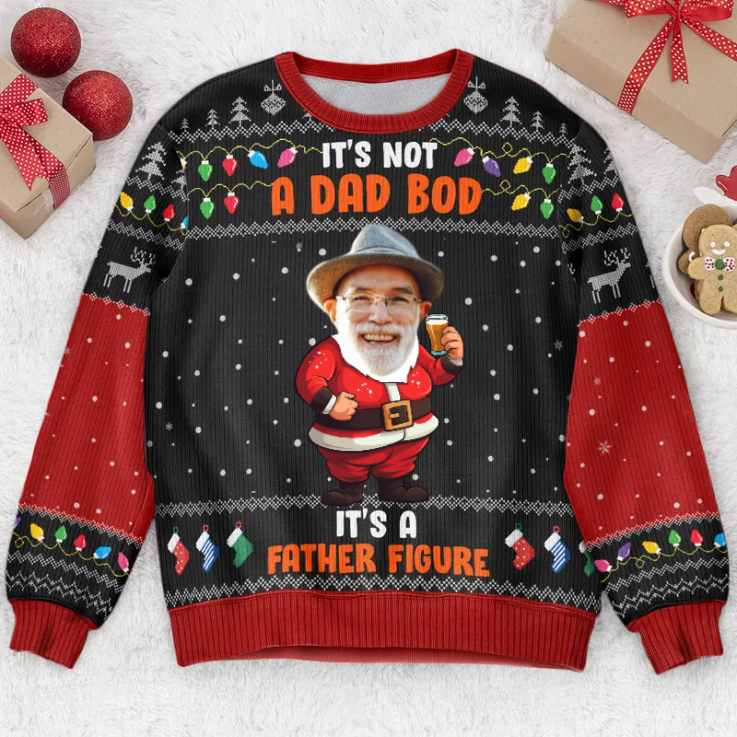 Custom Photo It's Not A Dad Bob It's A Father Figure - Christmas Gift For Dad - Personalized Ugly Sweater