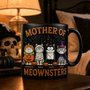 Mother of Meownsters Halloween - Personalized Black Ceramic Mug - Gifts For Her, Cat Mom