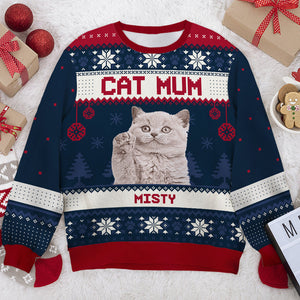 Custom Photo I'm A Cat Mum - Personalized Ugly Sweater - Gift For Cat Lover, Cat Mom, Cat Dad - NH96