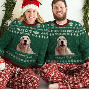 Custom Photo This Dog Mom Belongs To - Personalized Ugly Sweater - Gift For Dog Lover, Dog Mom, Dog Dad NH96