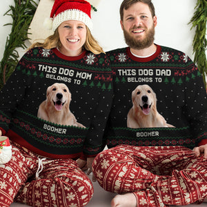 Custom Photo This Dog Dad Belongs To - Personalized Ugly Sweater - Gift For Dog Lover, Dog Mom, Dog Dad - NH96