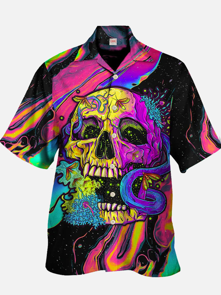Psychedelic Hippie Style Skull Hawaiian Shirt
