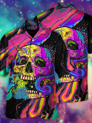 Psychedelic Hippie Style Skull Hawaiian Shirt