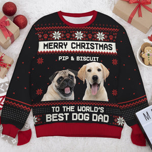 Custom Photo Ya Filthy Animal Merry Christmas - Personalized Ugly Sweater - Gift For Dog Lover, Dog Mom, Dog Dad - NH96