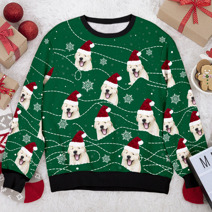 Custom Photo Enjoy Christmas With Your Pet Green Style With Little Snowflakes - Personalized Ugly Sweater - Christmas Gift For Pet Owners, Pet Lovers NH96