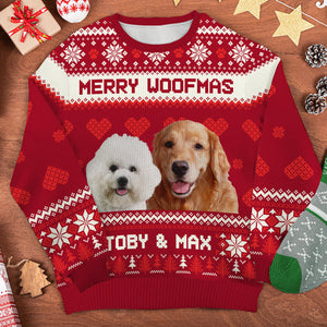 Custom Photo Merry Woofmas - Personalized Ugly Sweater - Gift For Dog Lover, Dog Mom, Dog Dad - NH96