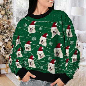 Custom Photo Enjoy Christmas With Your Pet Green Style With Little Snowflakes - Personalized Ugly Sweater - Christmas Gift For Pet Owners, Pet Lovers NH96