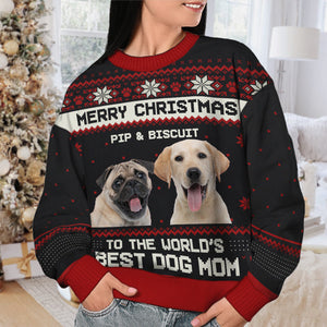 Custom Photo Ya Filthy Animal Merry Christmas - Personalized Ugly Sweater - Gift For Dog Lover, Dog Mom, Dog Dad - NH96