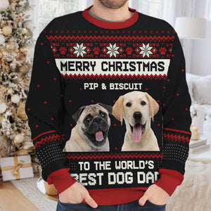 Custom Photo Ya Filthy Animal Merry Christmas - Personalized Ugly Sweater - Gift For Dog Lover, Dog Mom, Dog Dad - NH96